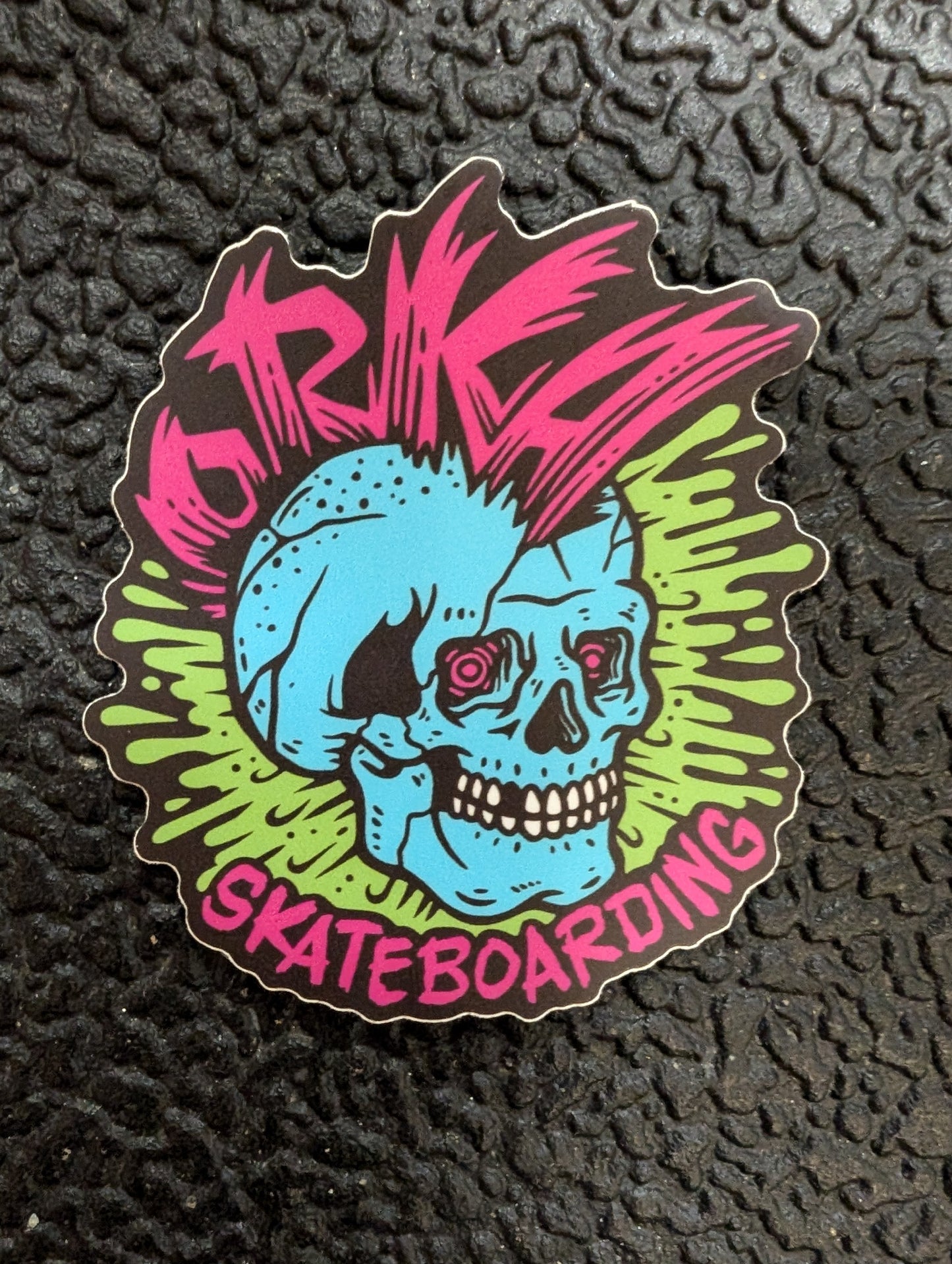 Mohawk Skull sticker 3" black border